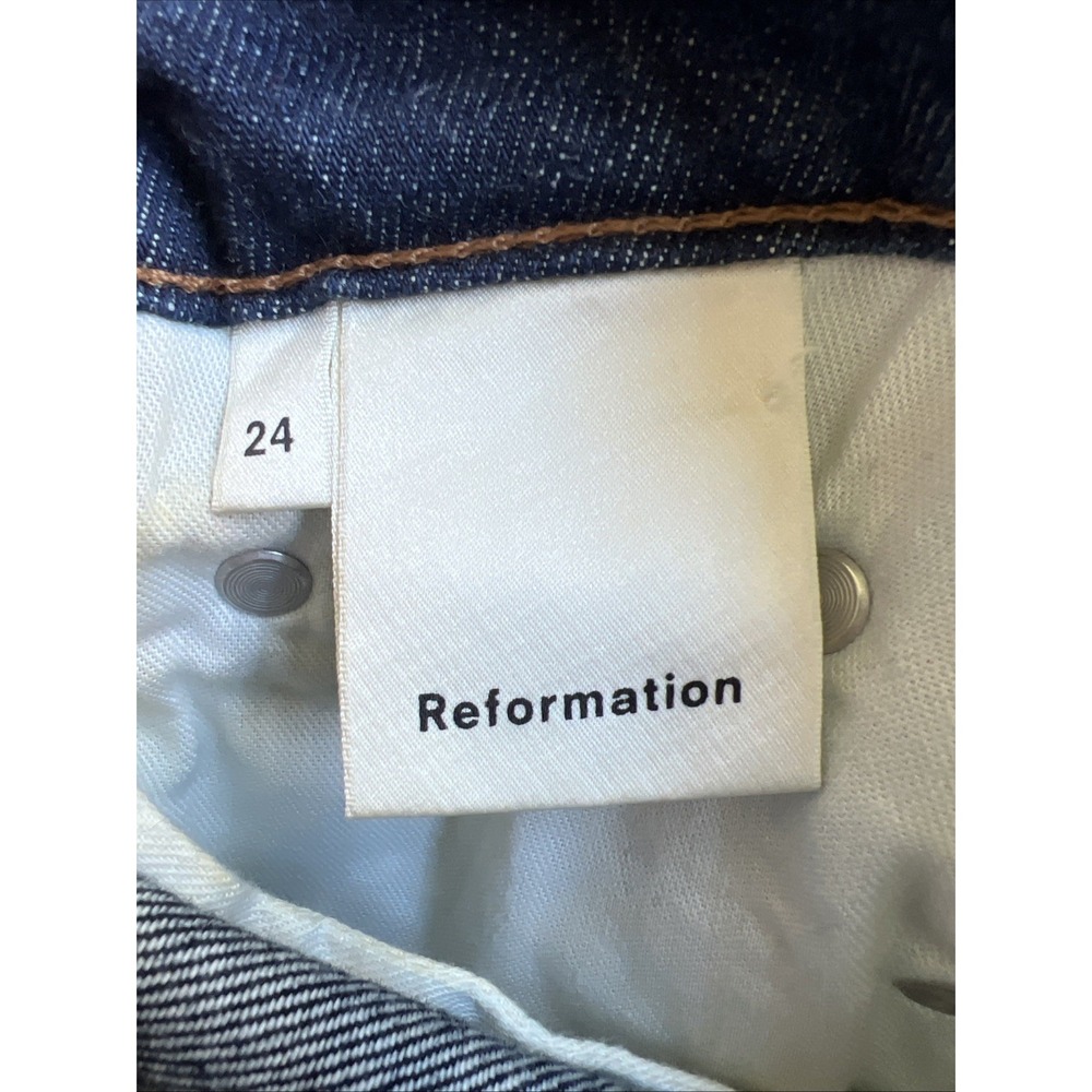 Reformation Womens 24 Winona Mid Slim Blue Jean Dark Wash - Picture 4 of 11